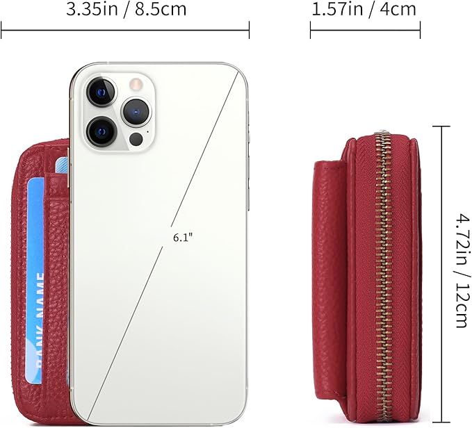 GAEKEAO Credit Card Holder Wallet for Women RFID Blocking Small Genuine Leather Card Case with Coin Pocket ID Window