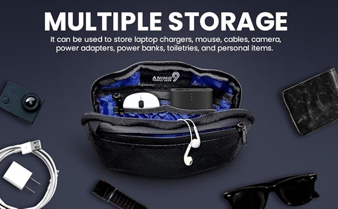 Cable Organizer – Sleek & Weatherproof Back Tech Pouch for Cords, Chargers, and Electronic accessories.