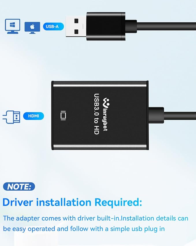 USB 3.0 to hdmi Adapter for Laptop,USB hub hdmi Converter, HD Port Expander (USB 3.0-Black)