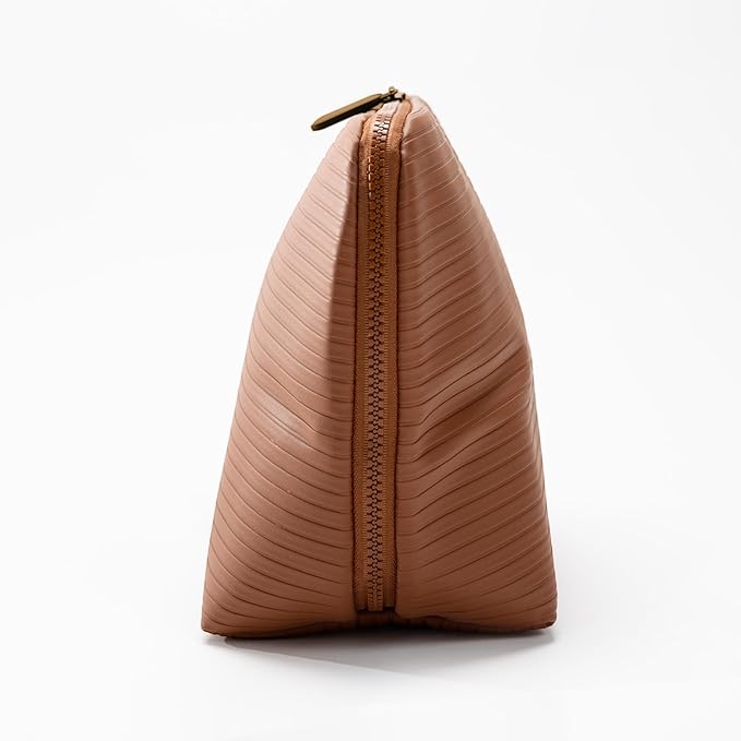 THE VERTI-Vertical Waterproof Makeup & Toiletry Bag | 23-Pocket Organizer with Upright, Fold-Down Design for Skincare, Toiletries & Essentials (Mahogany, Medium)
