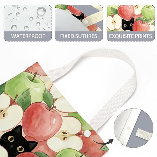 Black Cat Car Trash Bag, Apple Car Trash Bag Hanging, Apple Accessories, Summer Decor Waterproof Cars Back Seat Hanging Organizer Garbage Can for Vehicle Travelling Camping