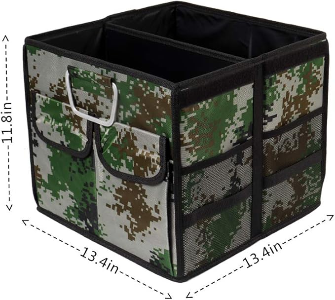 Car Trunk Organizer Collapsible Portable Multi Compartments Organizer with Non Slip Straps for SUV Truck Auto Vehicle Car Auto Minivan(Small without cover, Camouflage)