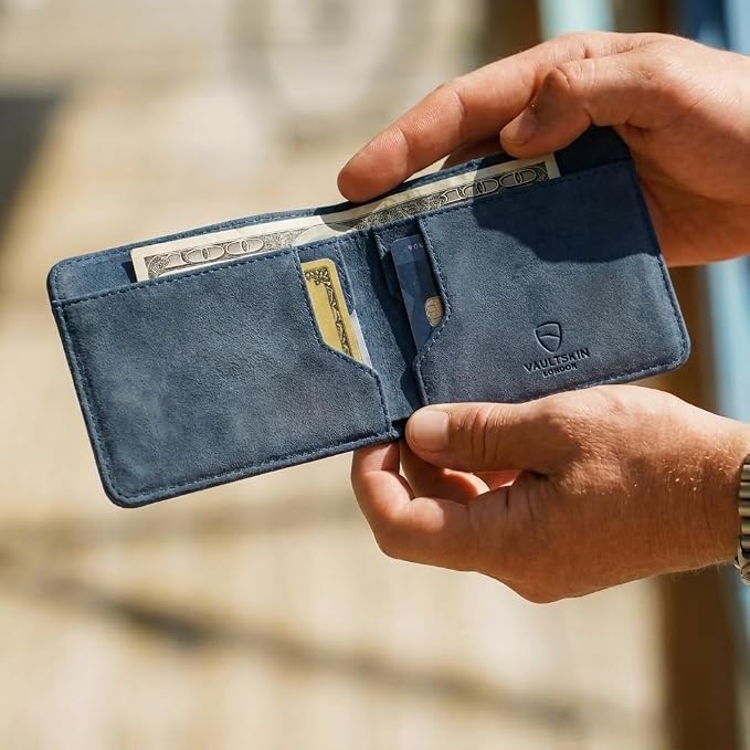 Vaultskin MANHATTAN Slim RFID Blocking Bifold Leather Wallet for Men - Men’s Leather Wallet, Front Pocket Minimalist Card Holder, Holds 9 Cards and Cash, Premium Italian Leather