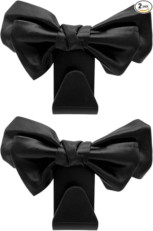Joyhey 2 Pcs Car Seat Headrest Hooks, Cute Bow Car Seat Hooks for Purses and Bags (Black)