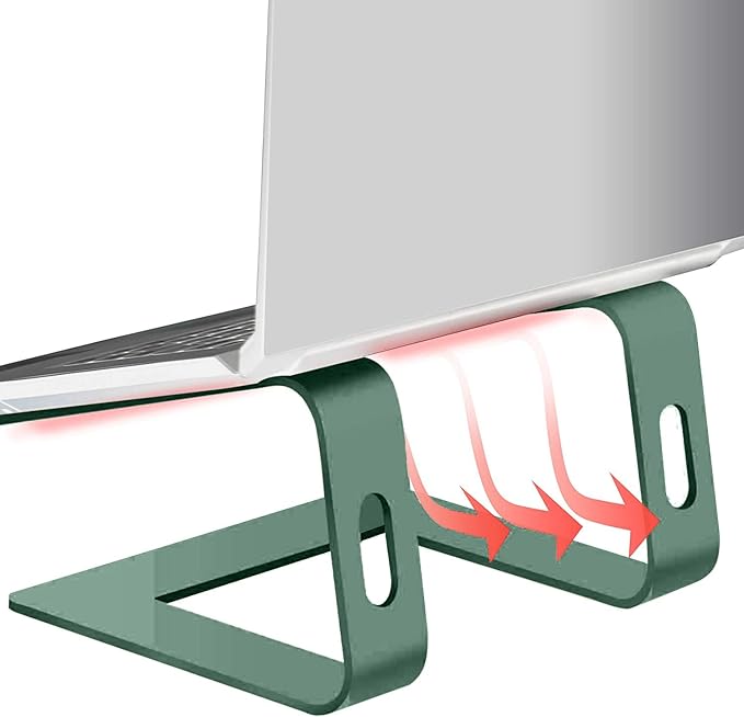 Orionstar Ergonomic Laptop Stand, Premium 5mm Aluminum Riser for 10-15.6 Inch Notebook Computer, Tool-Free Detachable Elevator Holder for Desk Office, Sturdy Riser for Eye-Level Neck Relief, Green