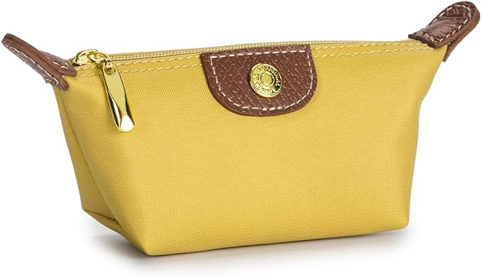 Womens Unique Change Purse Vintage Nylon Zip Coin Wallet Mini Bag (Lucky Yellow)