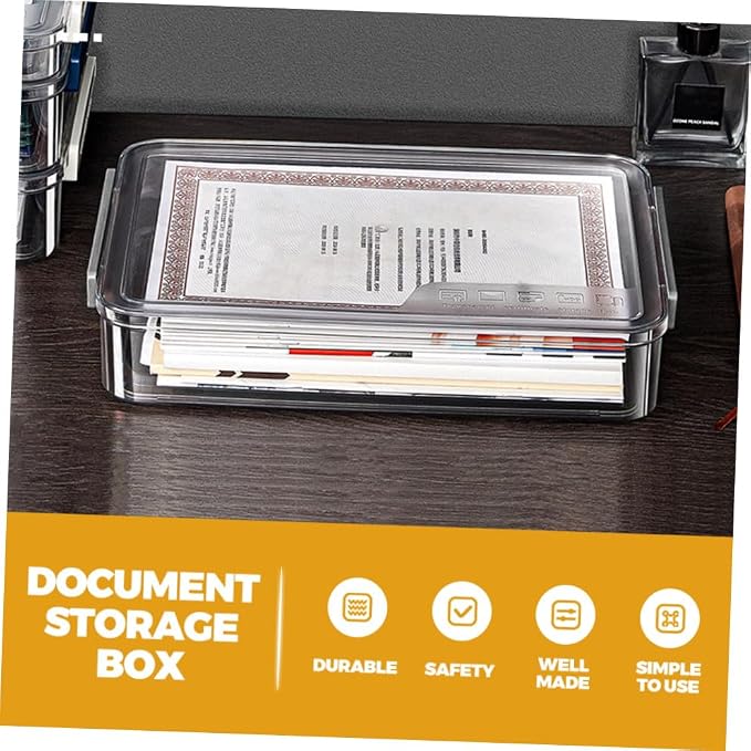 CALLARON Stackable Small Document Organizer Box Desktop File Storage Case Home Office Document Box with Lid