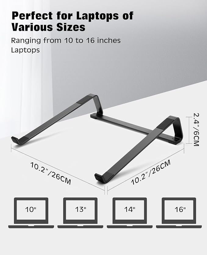Thibault Laptop Stand for Desk - Aluminum Ergonomic Computer Stand，Laptop Riser, Cooling Laptop Holder, Compatible with MacBook Air Pro/Dell/HP/Lenovo/Alienware and 13-17 inches Laptops, Blue-Black