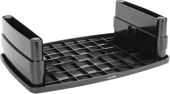 Amazon Basics Height Adjustable Monitor Stand Riser with Storage Organizer, Multifunctional Desk Accessories for Reduced Neck Strain - Fits Monitors, Laptops Up to 22lbs, Black