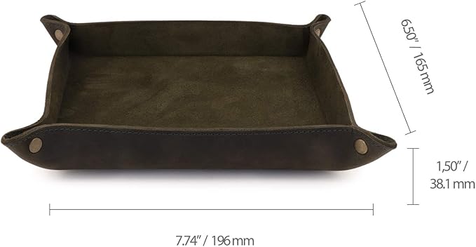 Londo Genuine Leather Tray Organizer - Practical Lightweight Water Resistant Computer Table Desk Storage Box for Wallets, Watches, Keys, Coins, Cell Phones and Office Equipment