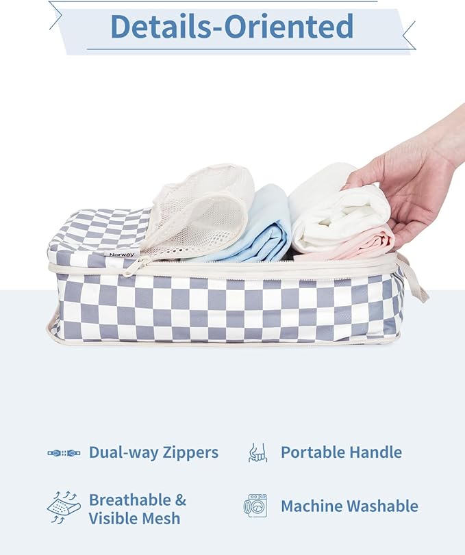 Narwey 6 Set/5 Set Compression Packing Cubes for Travel Kids Women Carry on, Packing Organizers Bag for Backpack Luggage Suitcase Duffle Bags