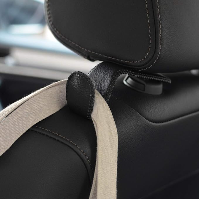 MECHCOS Car Seat Headrest Hooks for Car Back Seat Organizer Hanger Storage Hook Holder for Car SUV Organization Purse Shopping Groceries Bag Handbag, Black, 2 Pack