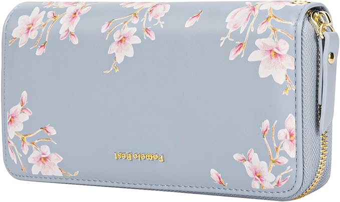 Pomelo Best Womens Wallet RFID Blocking Leather Multi Credit Card Large Capacity Wristlet Zip Around Long Wallets for Lady