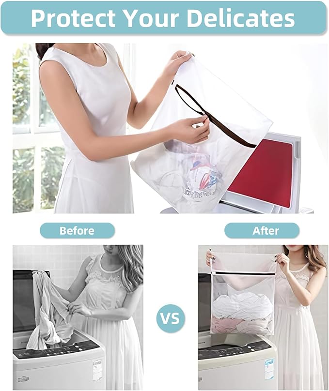 GOGOODA Mesh Laundry Bags for Delicates Durable Protective Wash Bags Travel Storage Bags for Intimates Lingerie, 3PCS（3XXL）