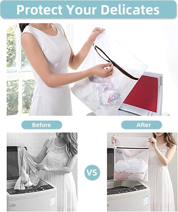 GOGOODA Mesh Laundry Bags for Delicates Durable Protective Wash Bags Travel Storage Bags for Intimates Lingerie, 7PCS （1XXL,2L,2M,2 Bra Bags）