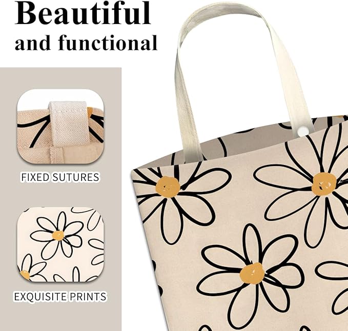 Car Trash Can, Cute Car Trash Bag, Hanging Car Organizer and Storage Bag, Trash Bin for Car Accessories, Vehicle, Travelling, Camping Cute Beige Daisy