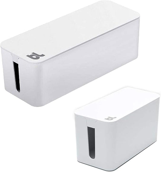 Bluelounge CableBox Cable and Cord Management System - Set of 1 Large and 1 Mini Box - White