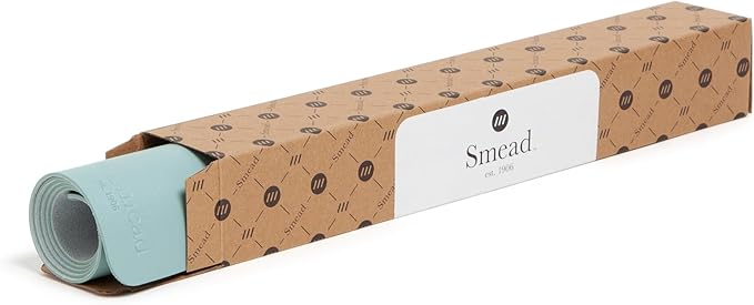 Smead Desk Pad, Vegan Leather Desk Mat with Non-Slip Faux Suede Backing, Perfect Desk Organizer for Office Decor, 23.6” x 13.7” Small, Superior Blue (64840)