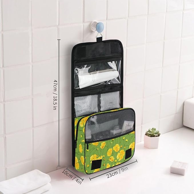 Hanging Travel Toiletry Bag Yellow Buttercups Bright Kit Makeup Case Cosmetics Organizer for Men Women