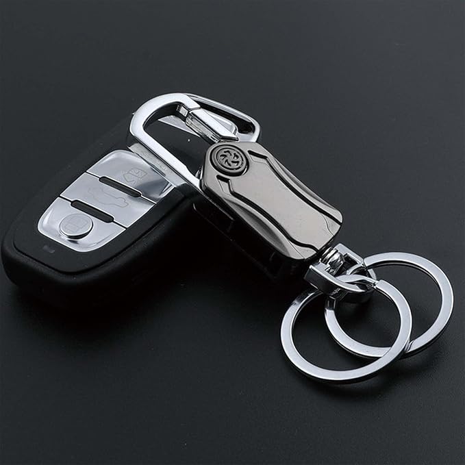 Multi-Function Keychain for Men - Dual Key Ring Organizer with Bottle Opener, Phone Stand & Fidget Spinner，Llaveros para Hombres Car Key Chain.