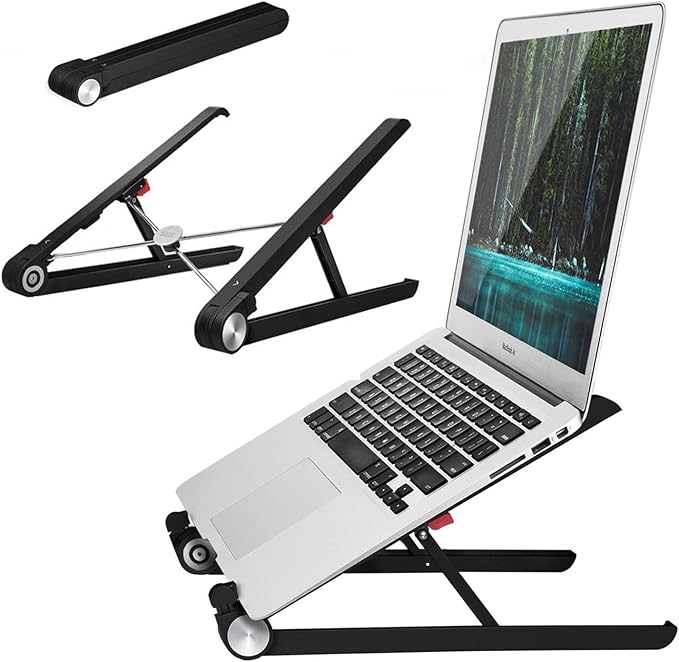Adjustable Laptop Stand for Desk, Portable Notebook Riser Fits 18 17 16 15 14 13 12 Inch Gaming Laptops & All Computers, Reinforced Nylon+304 Stainless Steel+Silicone, Ergonomic Desktop Stand Holder