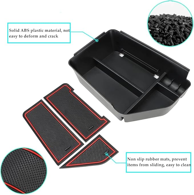 MARCHFA Center Console Organizer Tray Compatible for 2022 2023 2024 2025 2026 Kia EV6 Accessories Armrest Storage Box Tray Organizer Insert (Red)