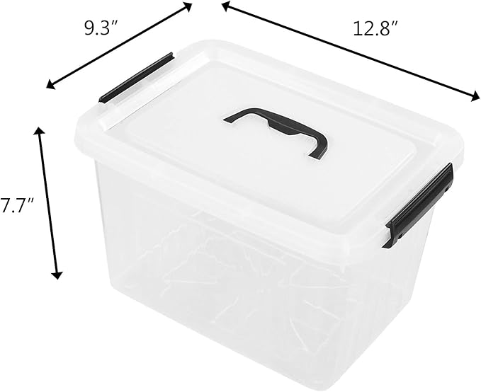 12 Quart Plastic Storage Latch Box, Latching Storage Bin with Handle,1 Pack