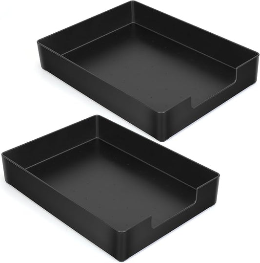 Letter-Size Tray, 2PCS Plastic Stackable A4 Paper Tray, Desk Drawer Organizer, Multi-use Large Storage Basket for Office Home Supplies,13 x 9.6 inch