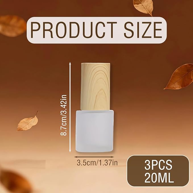 3Pcs 20ml 0.7oz Matte Glass Pump Bottles Lotion Travel Container Soap Dispenser Toiletries Bottle Containers with Plastic Lid for Shampoo Cream Liquid Essential Oils