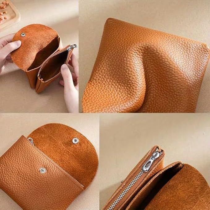 Genuine Real Leather Coin Purse Small Wallet for Women Men, Card Holder Case, Jewery Lipstick Organizer (Sky Blue)
