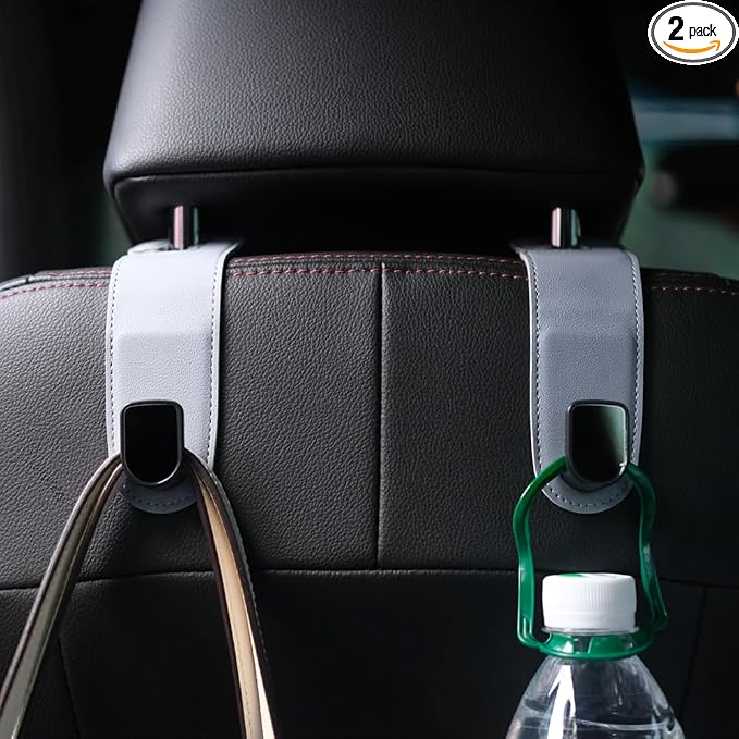 JEYODA Car Hooks for Purses and Bags,Flexible PU Vehicle Storage Hanger,Car Seat Back Organizer,Universal Hidden Multifunctional Headrest Hooks for Car，Home (grey)