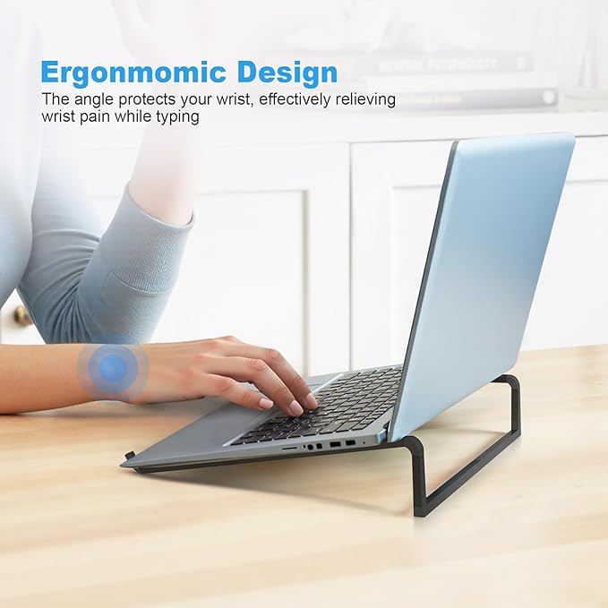 TENOC Foldable Laptop Stand for Desk, Universal Laptop Riser Ventilated Holder Mount Compatible with MacBook, Notebook, ASUS, Acer and More, Black
