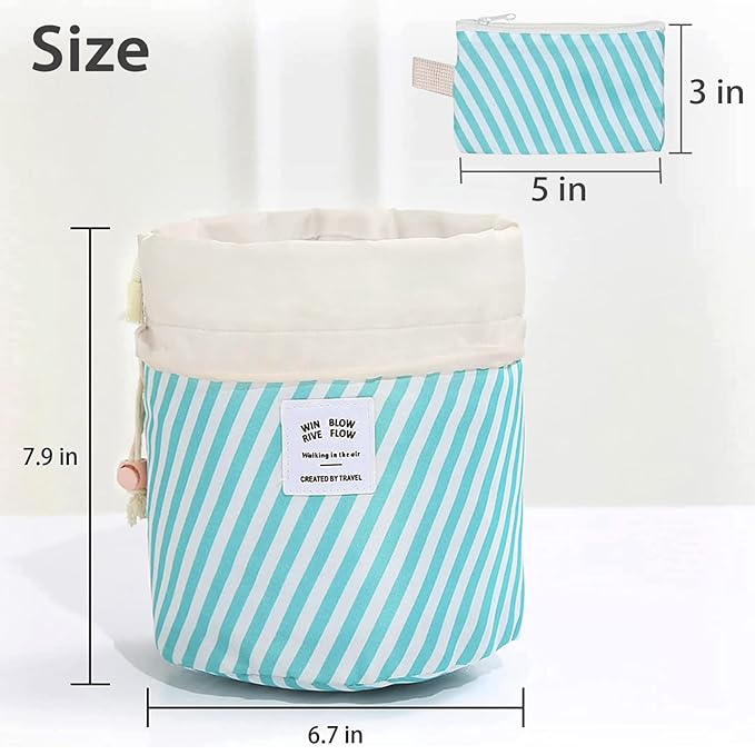 INVODA Cosmetic Bag for Women Drawstring Makeup Bag Portable Travel Toiletry Bag Multifunctional Waterproof Make Up Bucket Bag