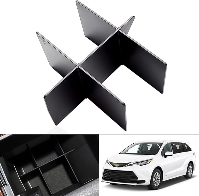 Karltys Center Console Organizer for 2021-2026 Toyota Sienna Center Console Divider Armrest Box Dividers Tray Sienna Interior Accessories ABS Black