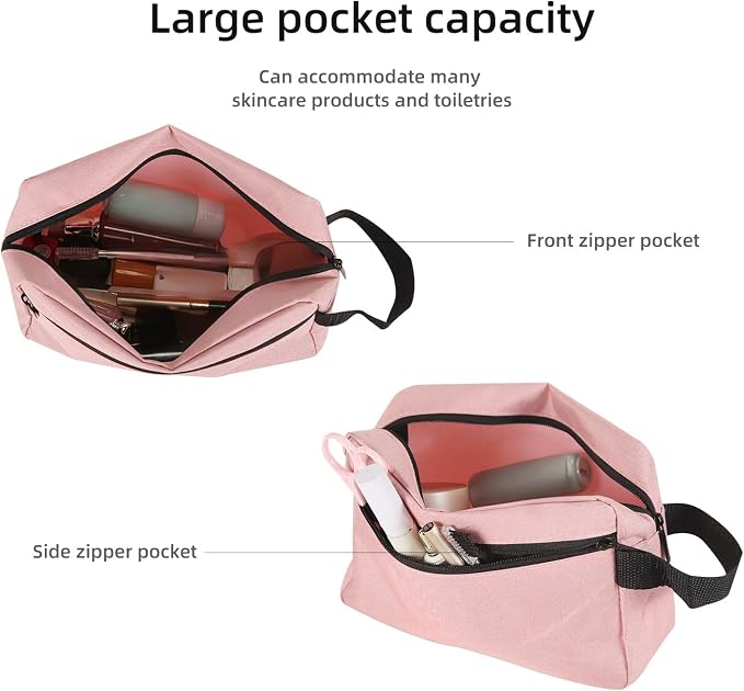 Icramsy Travel Toiletry bag Toiletry bag for women men Hanging Cosmetic bag Travel accessories for Women Men (Pink)