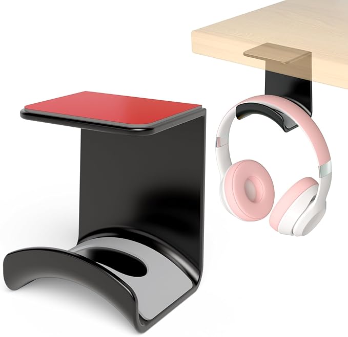 Game Headphone Stand for Desk Mini Headphone Hanger Holder with Strong Adhesive Game Headset Stand Headphone Holder-Under Desk…