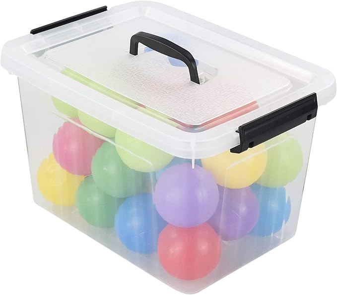 12 Quart Plastic Storage Latch Box, Latching Storage Bin with Handle,1 Pack