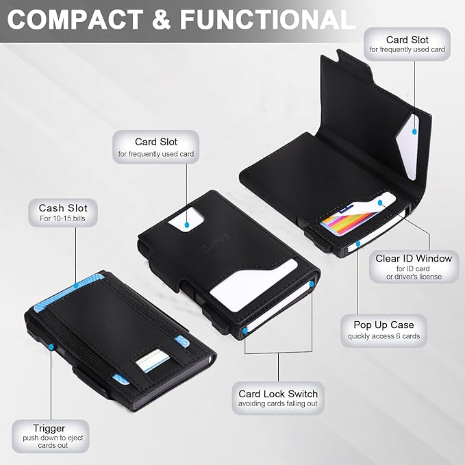 Minimalist Wallets For Men - Slim RFID Wallet I Scratch Resistant-business card holder -Credit Card Holder & Money Clip, Easily Removable Money & Cards - Mens Wallets