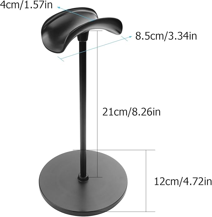YAODHAOD Desktop Headphone Stand, Aluminum Alloy Headset Stand for Desk with Curved Headphone Rest & Anti-Slip Base,Heavy Base Desk Stand Headphones Support Accessory (Black)