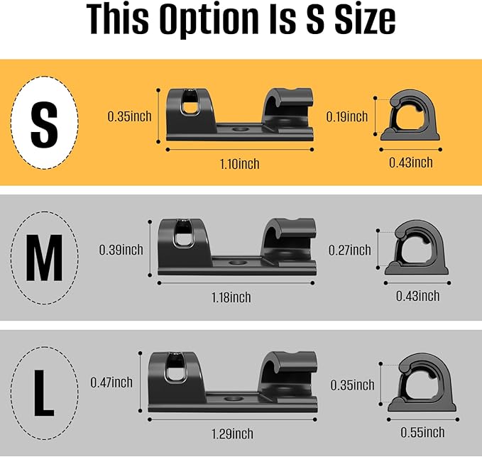 50 Pcs Self Adhesive Cable Clips,Upgraded Cable Management with Screw Hole,Strong Cord Organizer for Under Desk,Car,TV PC,Christmas Light Indoor/Outdoor-Black S