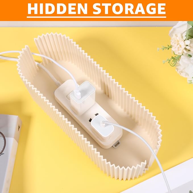 2Pcs Cable Management Box, 13 × 5.12 × 4.33 inch Plastic Cord Hider Box with Wood Lid, Hidden Storage Cord Organizer Box, Ample Internal Space Power Strips Cover Easy Access for Home Office