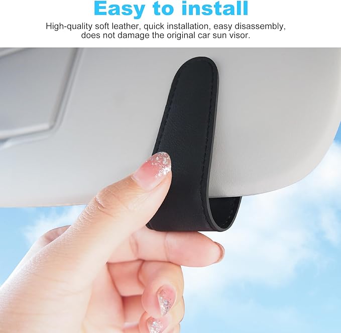 TCJJ Sunglasses Holders for Car Visor,Car Magnetic Glasses Holder Leather Sunglasses Clip and Ticket Card Clip Suitable for Car Interior Visor and Different Size Eyeglasses
