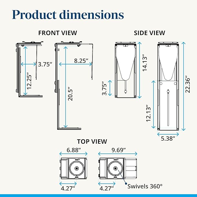 UPLIFTDESK Under Desk PC Mount ??Adjustable CPU Holder with 16" Slide-Out Track & 360° Swivel, 50 lb Capacity PC Holder, Fits Most Desktop Towers and Standing Desks