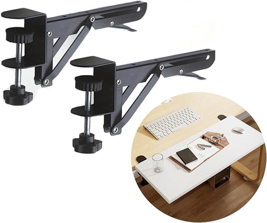 Under Desk Keyboard Tray Support Bracket Adjustable Desktop Extension Board Stand Clamp-on Keyboard Holder Arm Rest Tray Extension Plate Support Rack for Desk, NO Board/Tray, 1 Set (Style01)