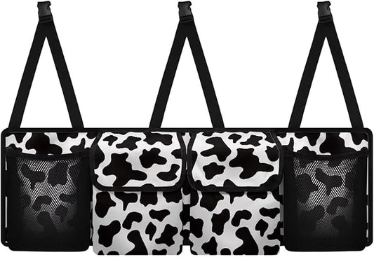 Black Cow Spots Car Trunk Organizer Sturdy Car Storage Organizer Auto Hanging Seat Back Storage for SUV,Truck,Van