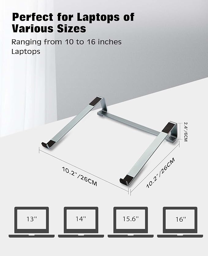 Thibault Laptop Stand for Desk - Aluminum Ergonomic Computer Stand，Laptop Riser, Cooling Laptop Holder, Compatible with MacBook Air Pro/Dell/HP/Lenovo/Alienware and 13-17 inches Laptops, Blue Grey