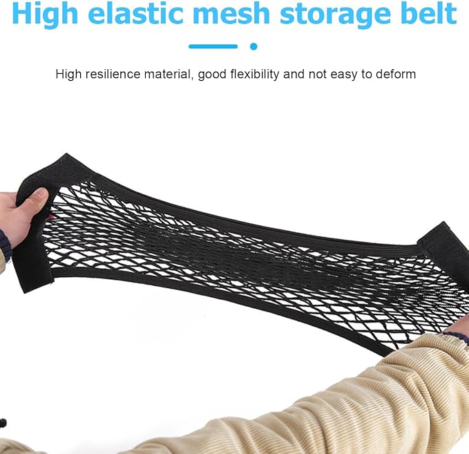 Car Cargo Mesh Net, Elastic Stretch Vehicle Seat Back Trunk Organizer Pouch Net, Extendable Adhesive 12" x 10" Automotive Storage Mesh Bag, Universal for RV SUV Truck