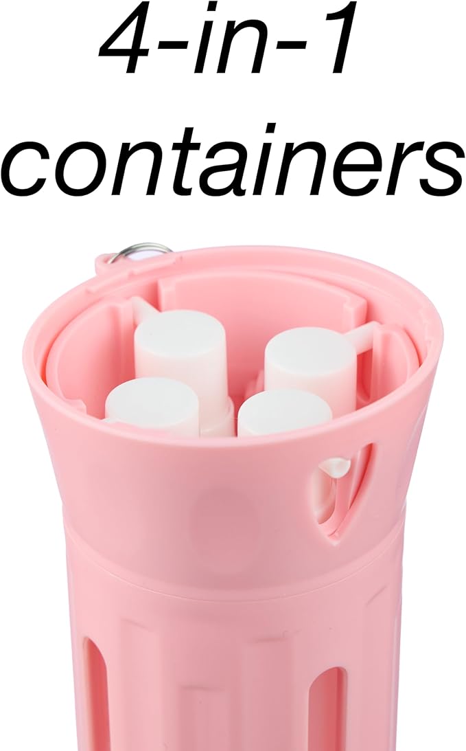 Travel Beauty Dispenser- Portable 4-in-1 Travel Bottle Set with Dispenser, Leak-Proof Refillable Toiletry Containers for Shampoo, Conditioner, Lotion