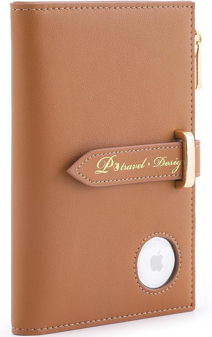 VanFn Airtag Passport Holder, RFID Travel Passport Wallet, Family Passport Holder, Ladies Bifold Air Tag Wallets, Slim Leather Credit Card Wallet For Women, Trip Document Organizer P.Travel Series