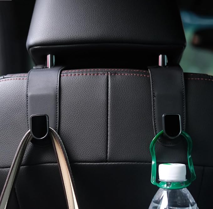 JEYODA Car Hooks for Purses and Bags,Flexible PU Vehicle Storage Hanger,Car Seat Back Organizer,Universal Hidden Multifunctional Headrest Hooks for Car，Home (black)